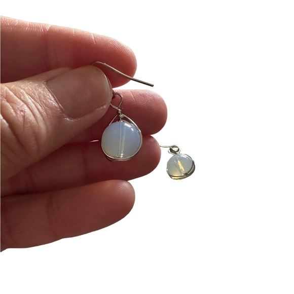 Silver and Iridescent Ball Drop Style Earrings - Picture 4 of 5